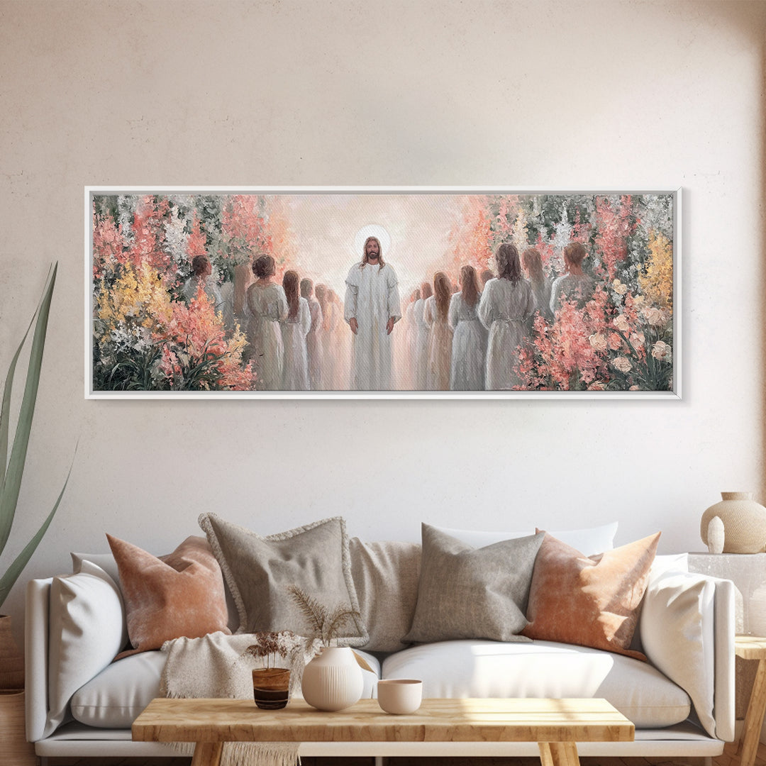 Blessing Of The Master – Framed Canvas Print – Christian Wall Art – Jesus Painting – Christian Art Canvas – Panoramic Wall Art – Christmas