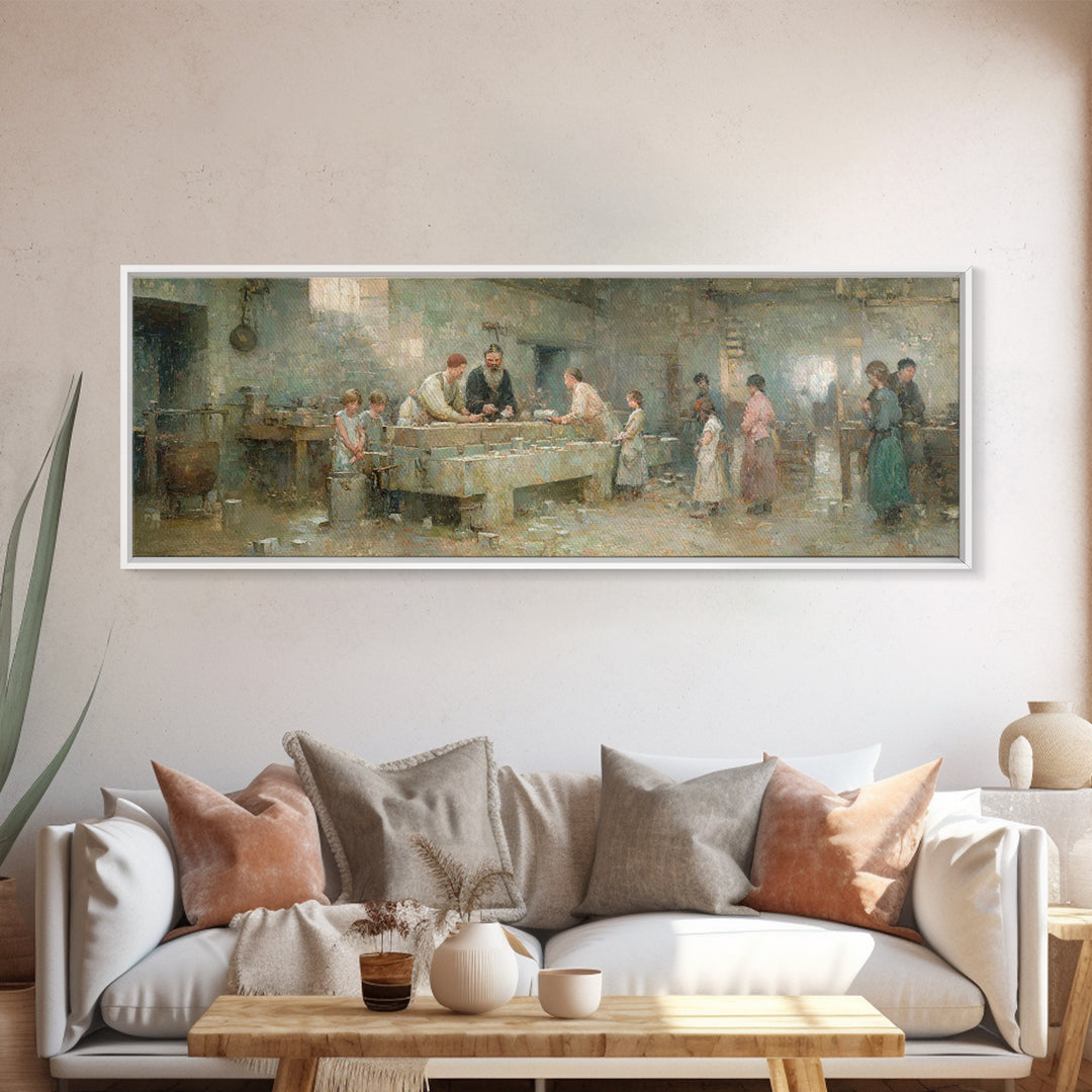 Humble Workshop Hours | Framed Canvas Print | Panoramic Wall Art | Christian Art Canvas | Christian Wall Art | Jesus Painting | Christian A