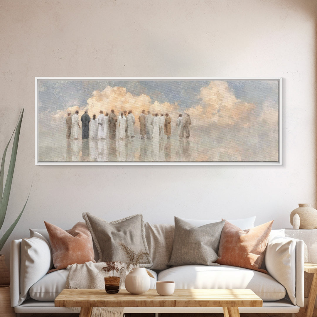 Celestial Meeting | Framed Canvas Print | Christian Wall Art | Christian Art Canvas | Panoramic Wall Art | Christian Painting | Christian C