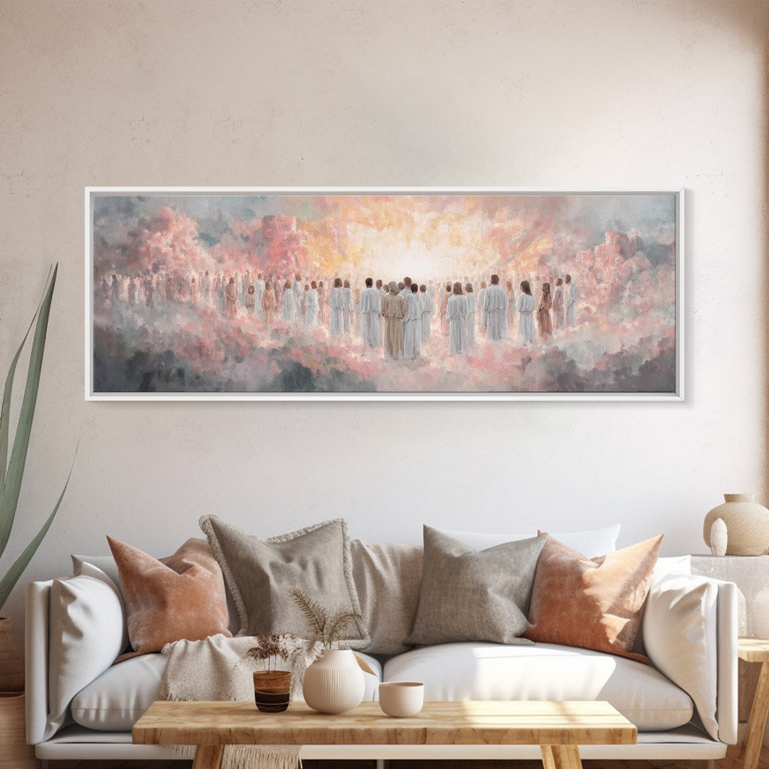 Radiant Multitude, Framed Canvas Print, Christian Art Canvas, Christian Wall Art, Panoramic Art, Christian Christmas Art, Christian Gift Id