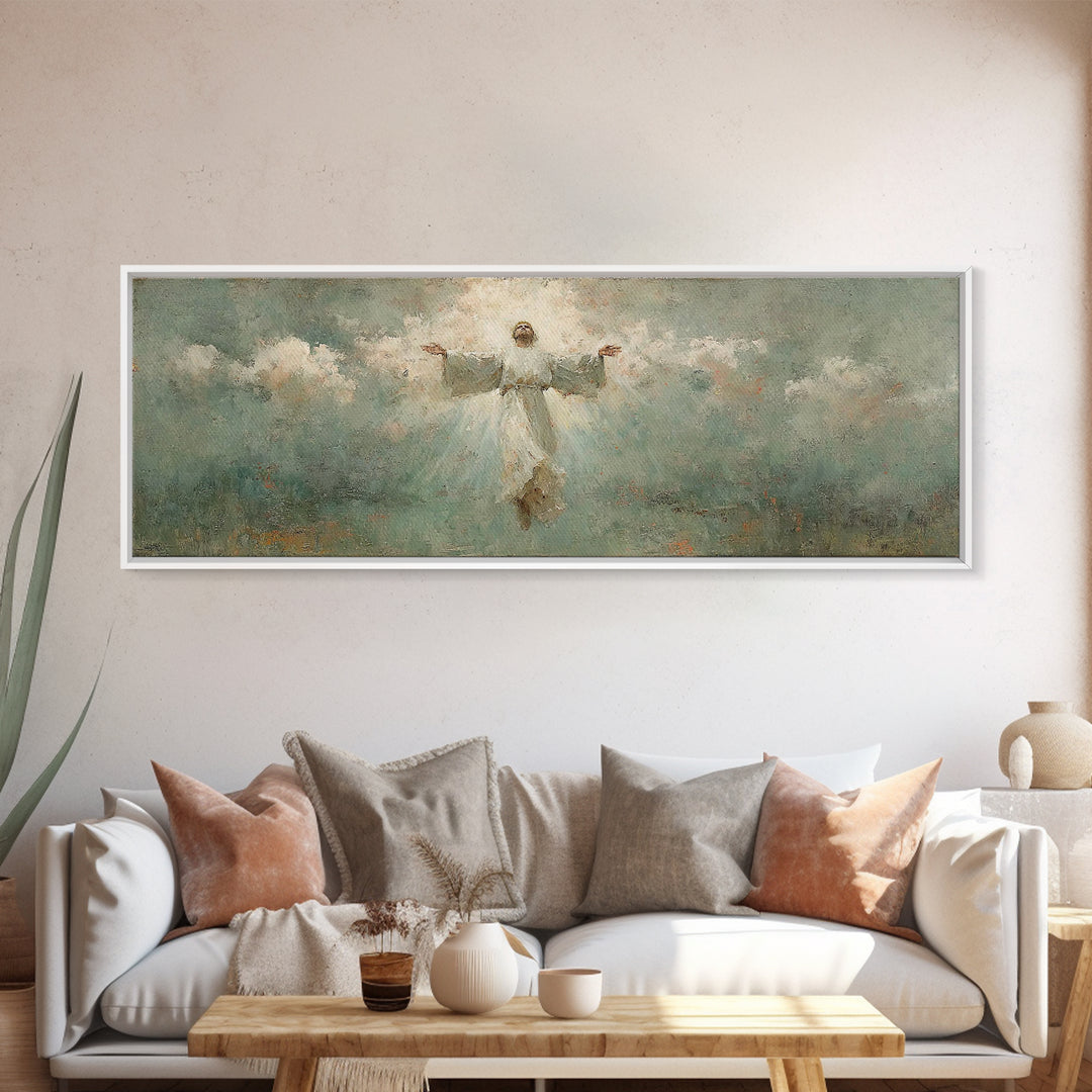 Rising Light | Framed Canvas Print | Christian Art | Christian Art Canvas | Panoramic Wall Art | Jesus Painting | Christian Gift
