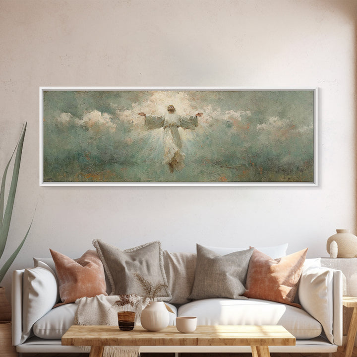 Rising Light | Framed Canvas Print | Christian Art | Christian Art Canvas | Panoramic Wall Art | Jesus Painting | Christian Gift