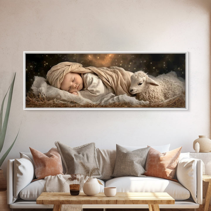 Heaven’s Peace – Framed Canvas Print – Christian Wall Art – Christian Art Canvas – Christmas Art – Panoramic Art – Jesus Painting