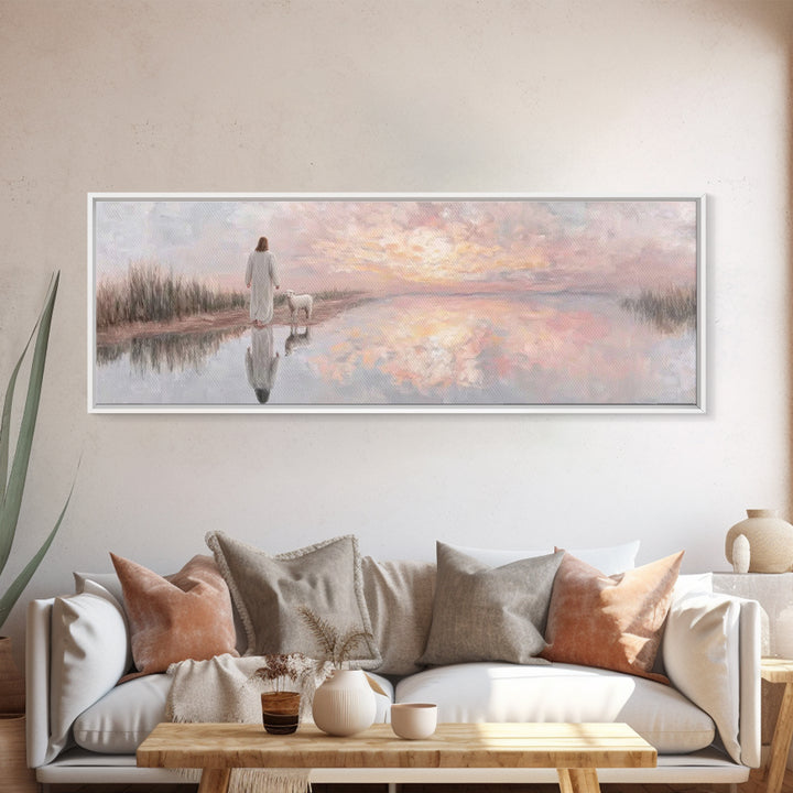Morning Path Of Grace – Framed Canvas Print – Panoramic Art – Christian Wall Art – Christian Art Canvas – Jesus Painting – Christian Decor