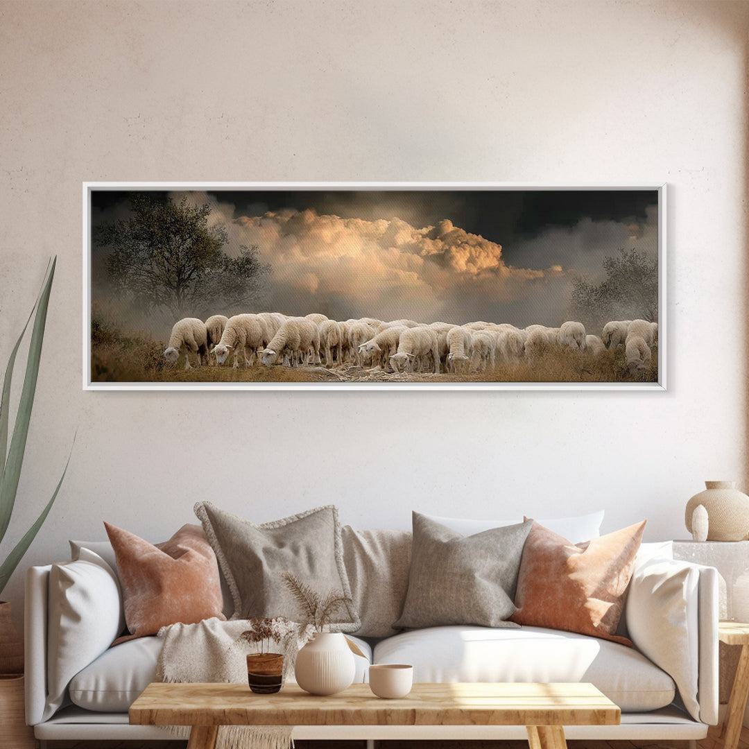 Gathered In Peace – Framed Canvas Print – Panoramic Print – Christian Wall Art – Christian Art Canvas – Christian Painting – Christian Chri