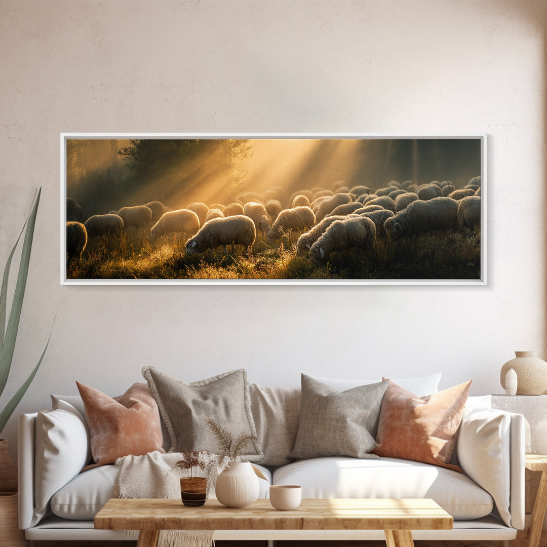 Guided By Sunrise, Framed Canvas Print, Panoramic Frame, Christian Wall Art, Christian Art Canvas, Jesus Art Print, Christian Decor
