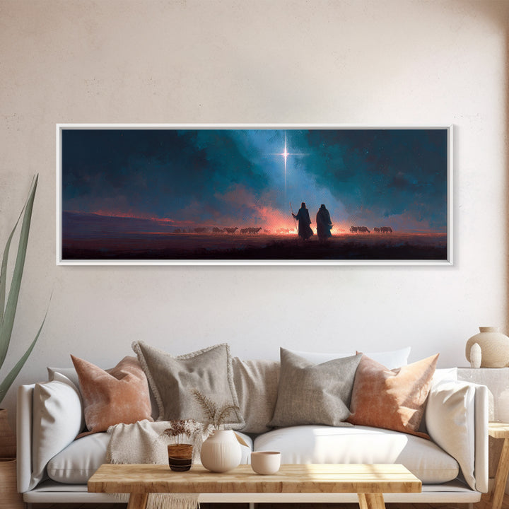 Skyward Hope Rising – Framed Canvas Print – Christian Art Canvas – Panoramic Frame – Christmas Art – Jesus Art Print – Christian Wall Art
