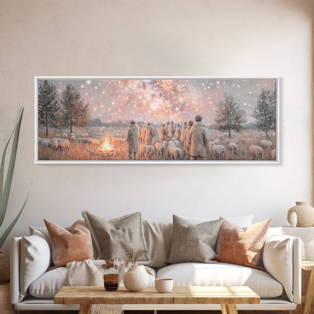 Heavenly Signs, Framed Canvas Print, Extra Wide Art, Christian Christmas Art, Christian Art Canvas, Christmas Wall Art, Christian Decor