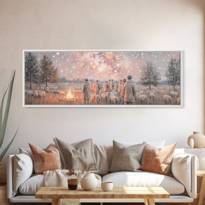 Heavenly Signs, Framed Canvas Print, Extra Wide Art, Christian Christmas Art, Christian Art Canvas, Christmas Wall Art, Christian Decor