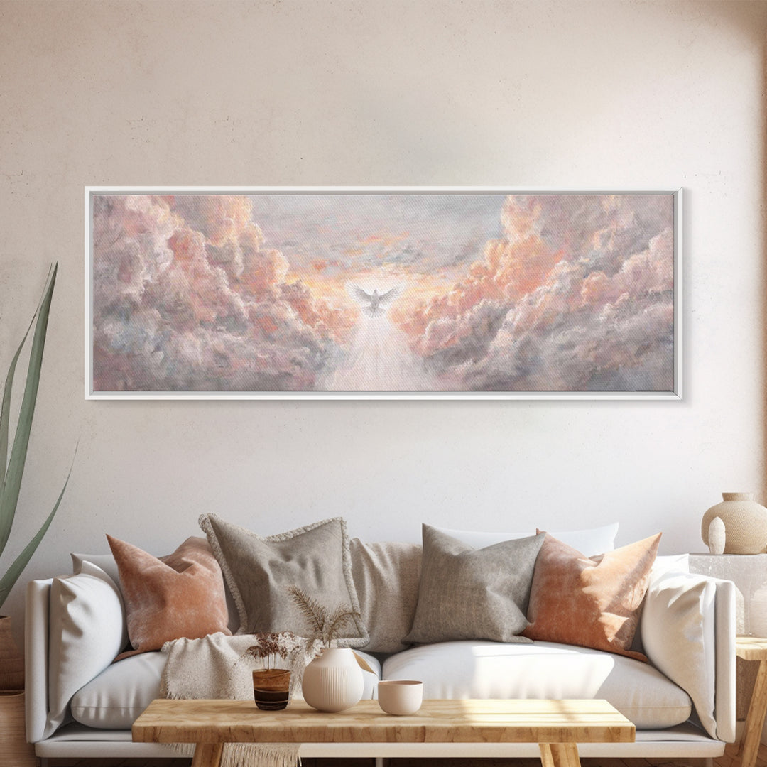 Heavenly Dawn Light – Framed Canvas Print – Panoramic Art – Christian Wall Art – Christian Art Canvas – Christian Christmas Art – Modern Ch