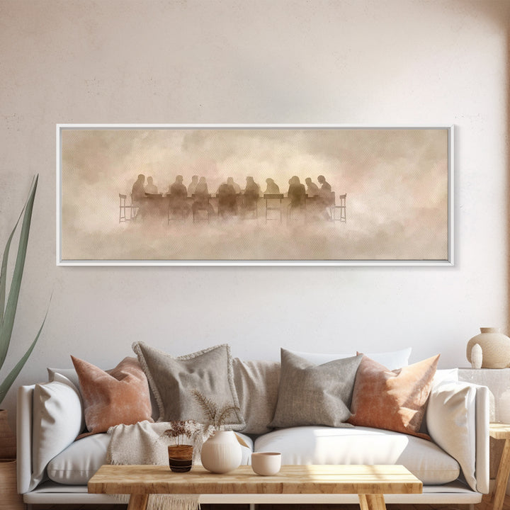 Mist In The Upper Room – Framed Canvas Print – Panoramic Painting – Christian Wall Art – Christian Art Canvas – Jesus Painting – Modern Chr