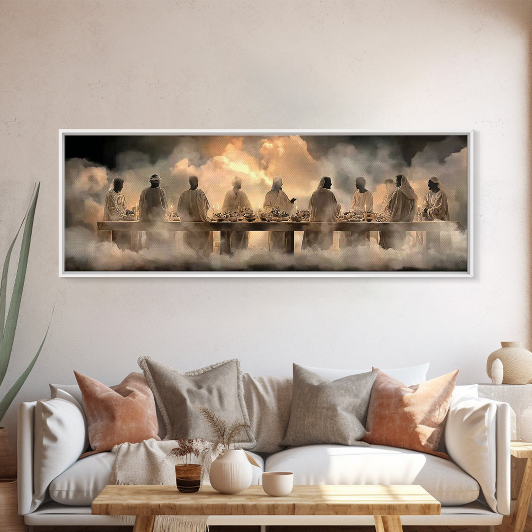 Cloudborne Communion | Framed Canvas Print | Panoramic Art | Christian Art Canvas | Jesus Painting | Christian Wall Art | Large Christian A