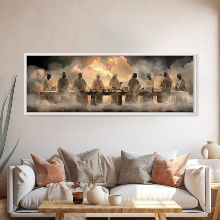 Cloudborne Communion | Framed Canvas Print | Panoramic Art | Christian Art Canvas | Jesus Painting | Christian Wall Art | Large Christian A