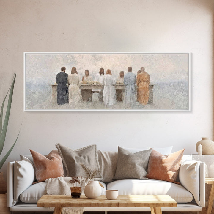 Table Of Peace – Framed Canvas Print – Panoramic Frame – Christian Art – Christian Wall Art – Jesus Painting – Subtle Christian Art