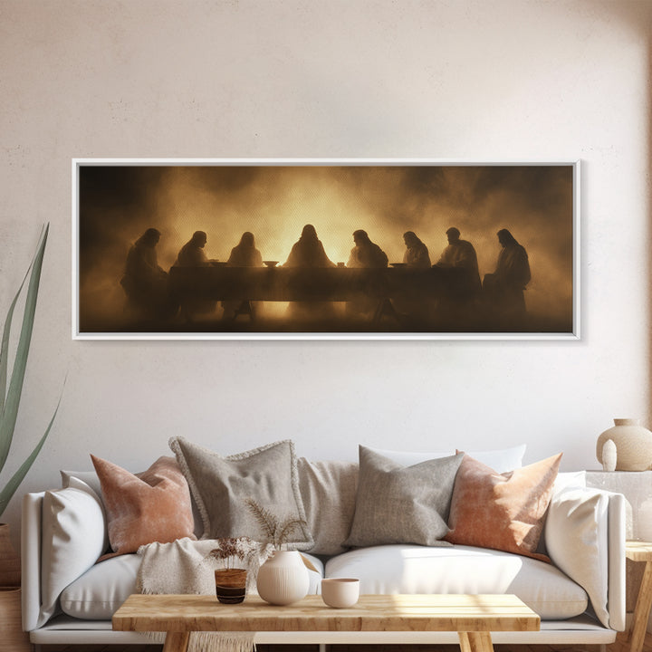 Heavenly Gathering, Framed Canvas Print, Panoramic Painting, Christian Wall Art, Jesus Painting, Christian Art Canvas, Moody Christian Art