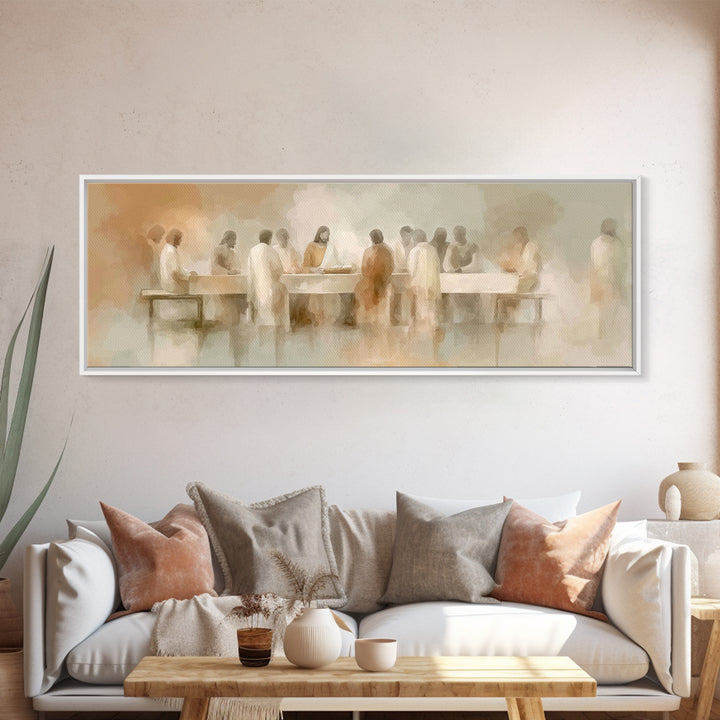 Last Light Communion – Framed Canvas Print – Panoramic Wall Art – Jesus Painting – Christian Art – Modern Christian Art – Christian Wall Ar