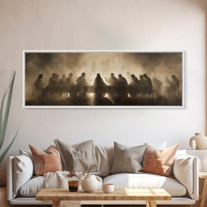 Desert Supper Glow | Framed Canvas Print | Panoramic Print | Christian Wall Art | Jesus Painting | Christian Art Canvas | Modern Christian
