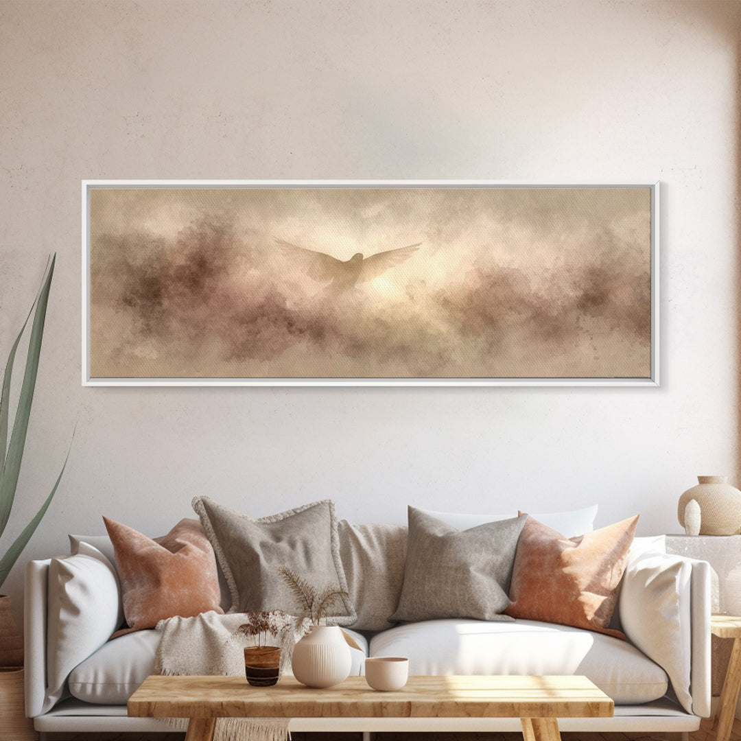 Wings Of Hope | Framed Canvas Print | Panoramic Print | Christian Art Canvas | Subtle Christian Art | Christian Wall Art | Christmas Art