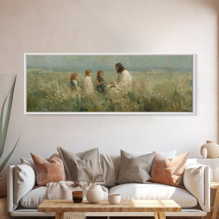 Garden Of Hope, Framed Canvas Print, Christian Art Canvas, Jesus Painting, Christian Wall Art, Panoramic Art, Christmas Art