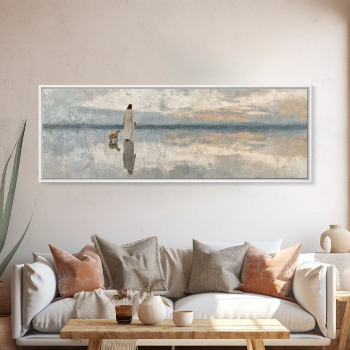Reflective Grace – Framed Canvas Print – Christian Art Canvas – Jesus Painting – Christian Wall Art – Panoramic Wall Art – Christian Gift