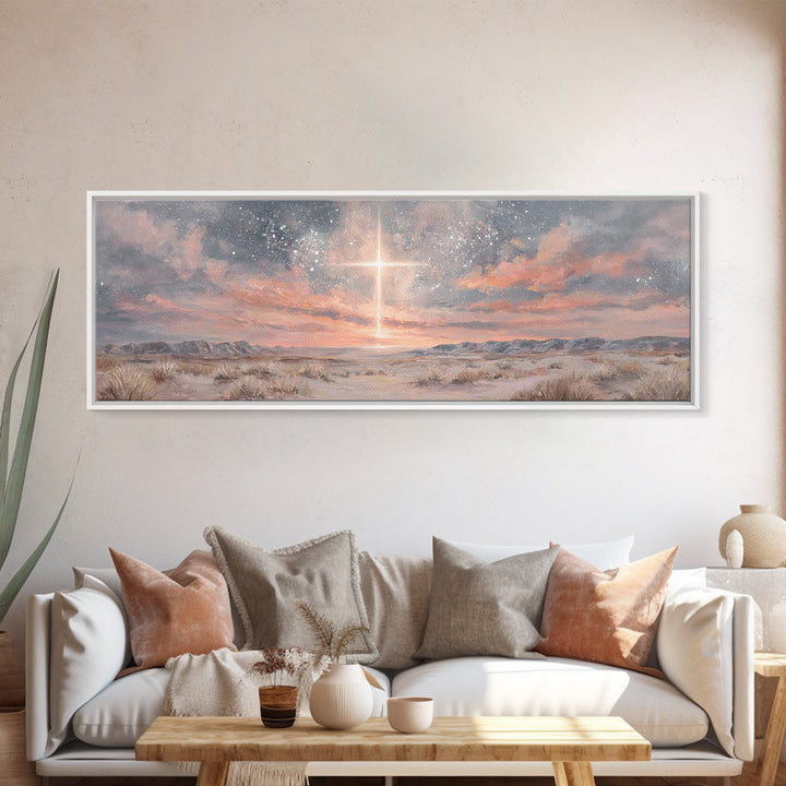 Star Of Bethlehem – Framed Canvas Print – Christian Wall Art – Christian Art Canvas – Christmas Art – Panoramic Frame – Christian Gift