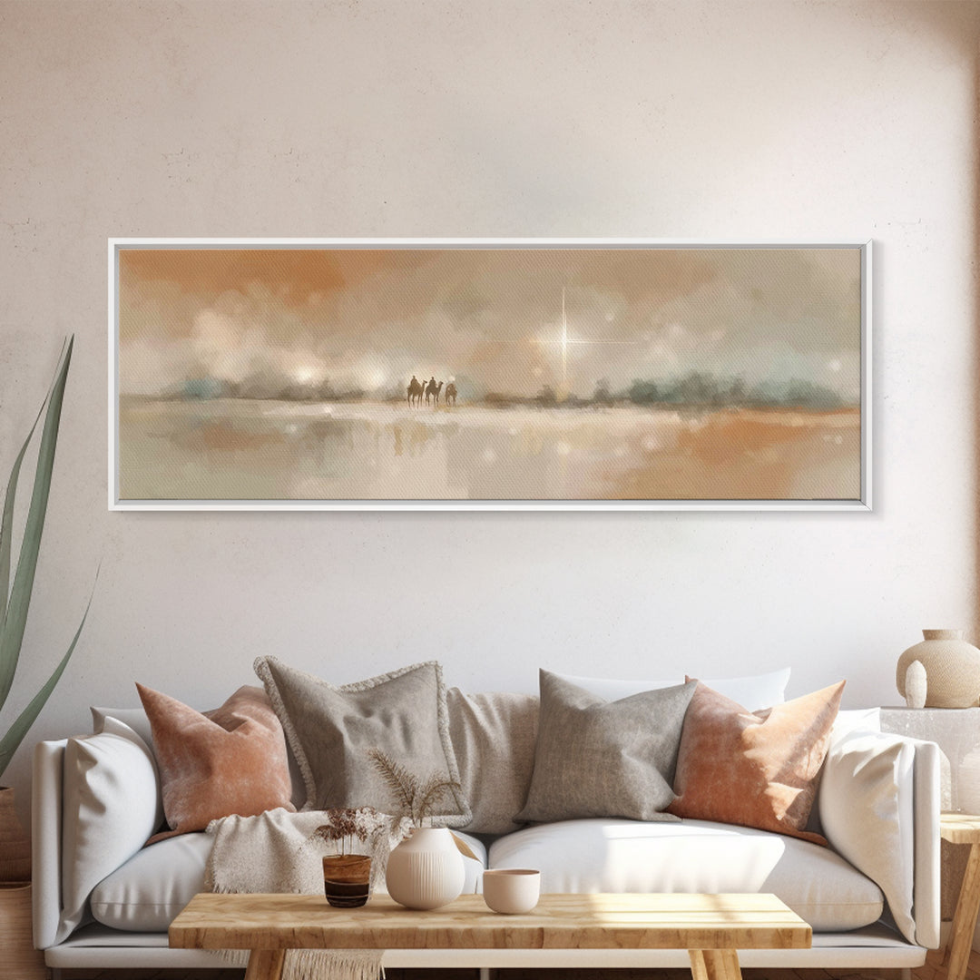 Guided By The Light | Framed Canvas Print | Christian Art Canvas | Christmas Art | Panoramic Wall Art | Christian Wall Art | Christian Gift