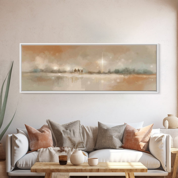 Guided By The Light | Framed Canvas Print | Christian Art Canvas | Christmas Art | Panoramic Wall Art | Christian Wall Art | Christian Gift
