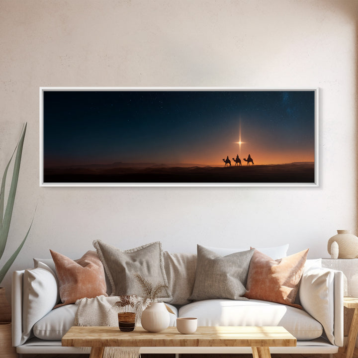 The Guiding Star – Framed Canvas Print – Panoramic Art – Christian Wall Art – Christmas Art – Christian Christmas Art – Jesus Painting