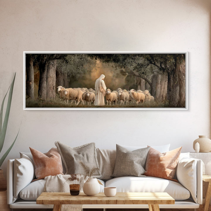 Quiet Grove Calling - Framed Canvas Print - Christian Art Canvas - Christian Wall Art - Jesus Painting - Panoramic Frame - Christian Gift I