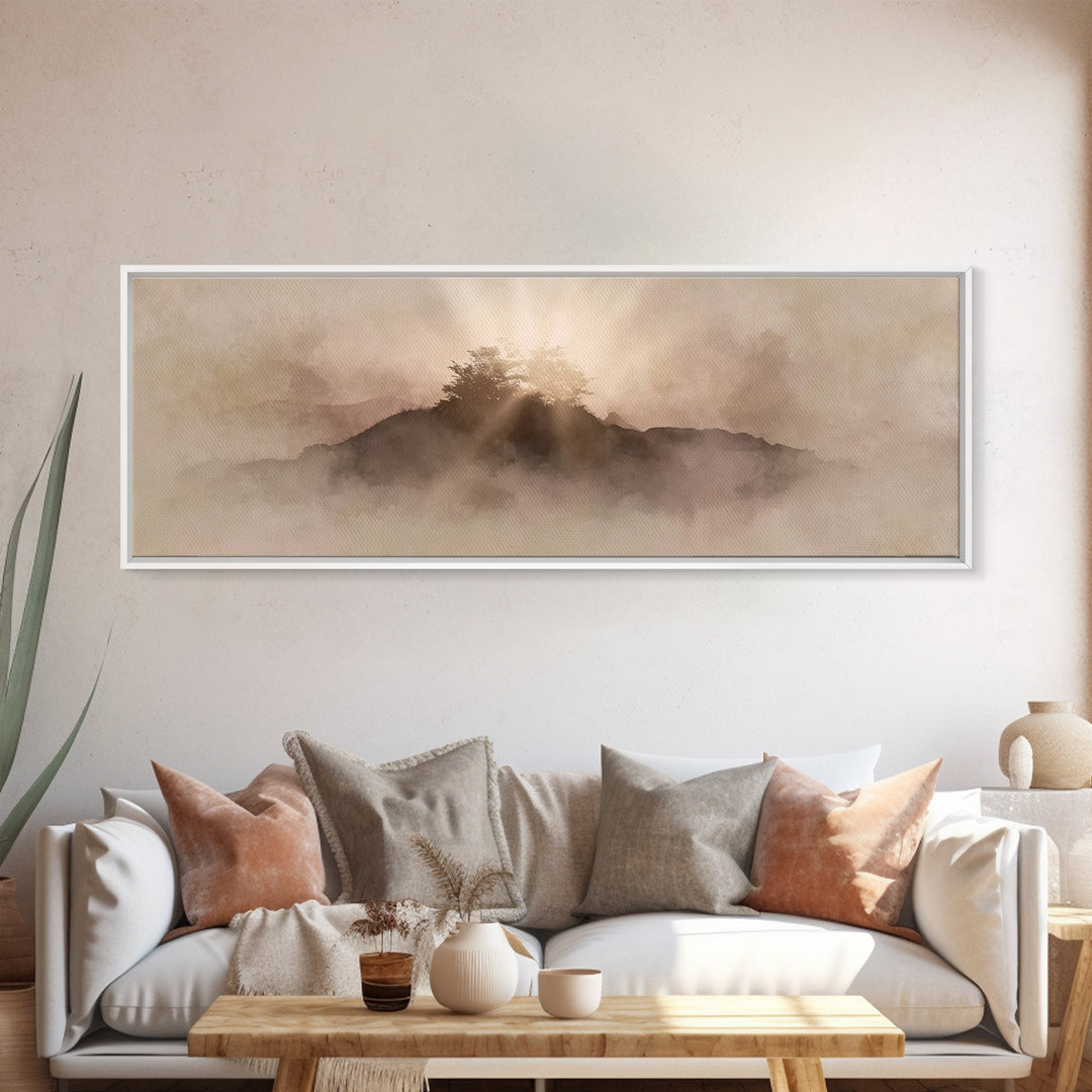 Radiant Haven Sky, Framed Canvas Print, Christian Art Canvas, Christian Wall Art, Modern Christian Art, Panoramic Wall Art, Christian Decor