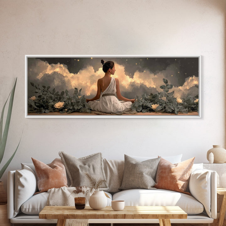 Morning Grace Hill - Framed Canvas Print - Christian Wall Art - Christian Art Canvas - Panoramic Painting - Christian Decor - Christian Gif