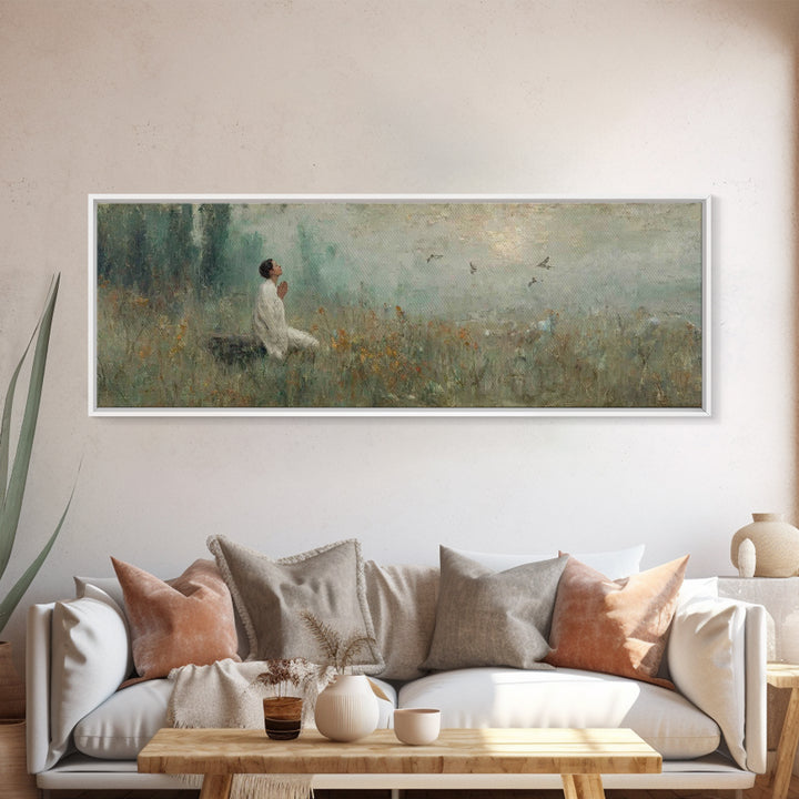 Celestial Garden Rest | Framed Canvas Print | Christian Art Canvas | Christian Wall Art | Panoramic Art | Christian Decor | Christian Gift