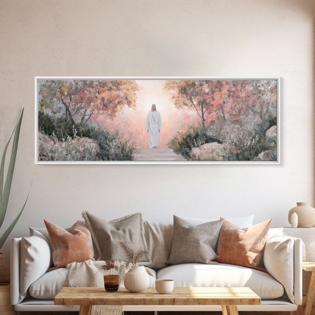 Path Of Light – Framed Canvas Print – Christian Wall Art – Jesus Painting – Panoramic Art – Christian Art Canvas – Christmas Art
