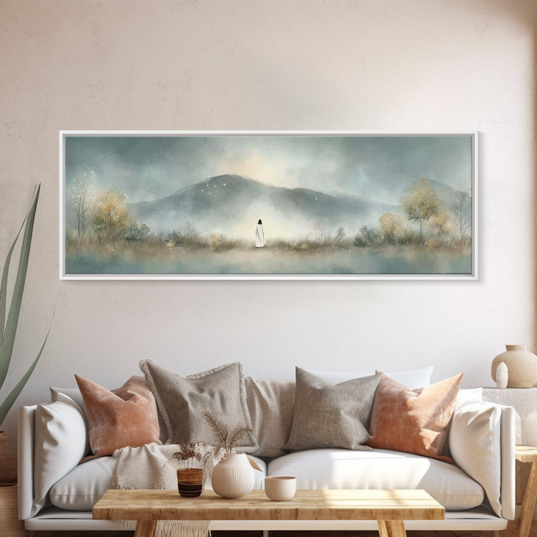Silent Horizon | Framed Canvas Print | Christian Wall Art | Panoramic Painting | Jesus Canvas Art | Christian Art Canvas | Christmas Art