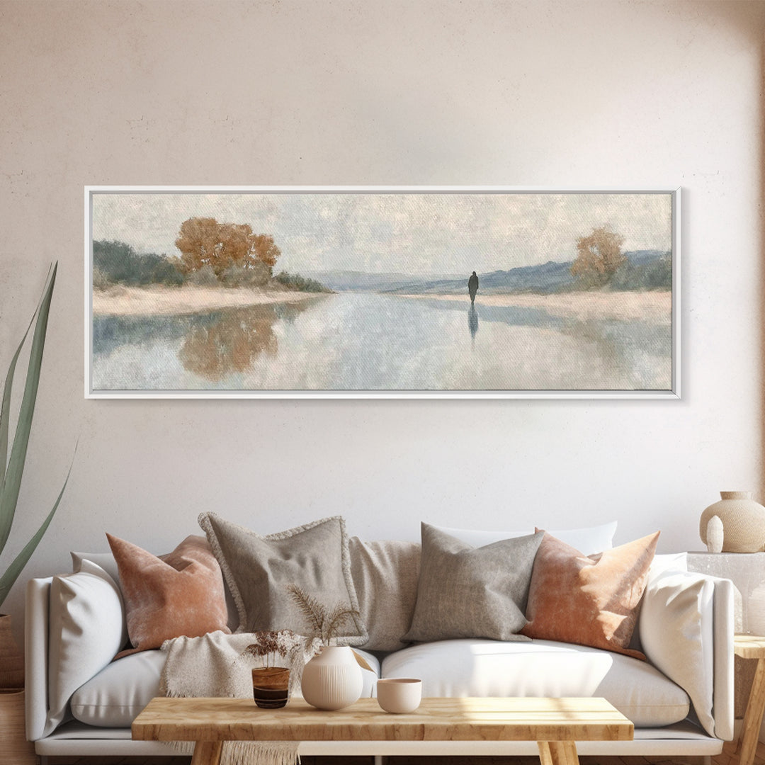 Hallowed Path, Framed Canvas Print, Jesus Painting, Christian Art Canvas, Panoramic Art, Christian Wall Art, Christmas Art