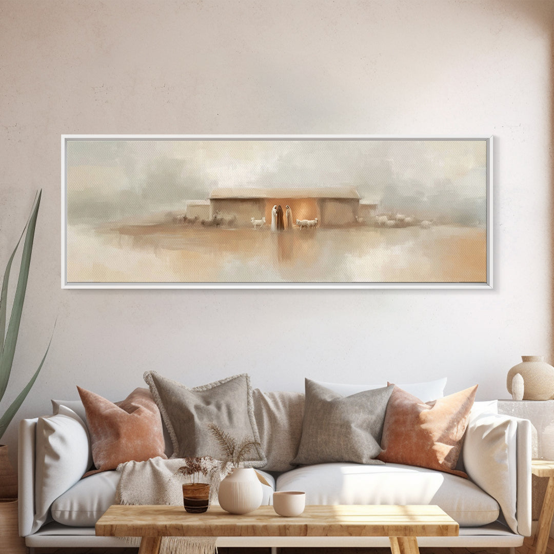 Nativity Grace | Framed Canvas Print | Panoramic Painting | Christian Wall Art | Christian Art Canvas | Christmas Art | Christian Decor