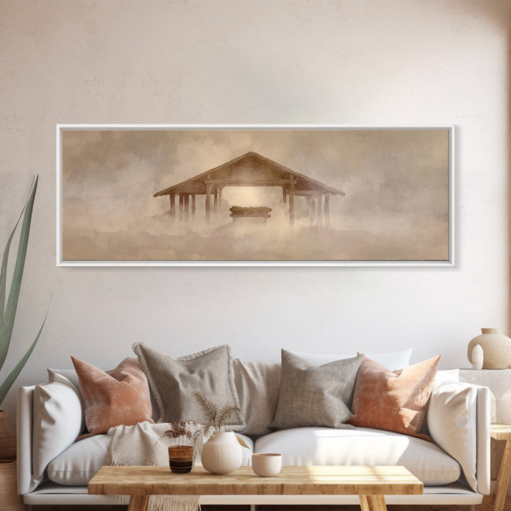 Silent Winter Star, Framed Canvas Print, Panoramic Art, Christian Art Canvas, Christian Christmas Art, Christmas Wall Art, Christian Wall A