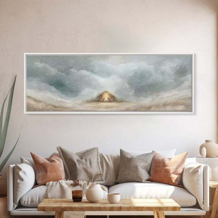Cave Of Dawn – Framed Canvas Print – Panoramic Painting – Christian Art Canvas – Christmas Art – Christian Wall Art – Christian Christmas D