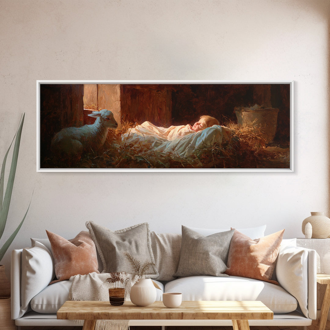 Starborn Hope | Framed Canvas Print | Christian Art Canvas | Panoramic Print | Christian Christmas Art | Jesus Painting
