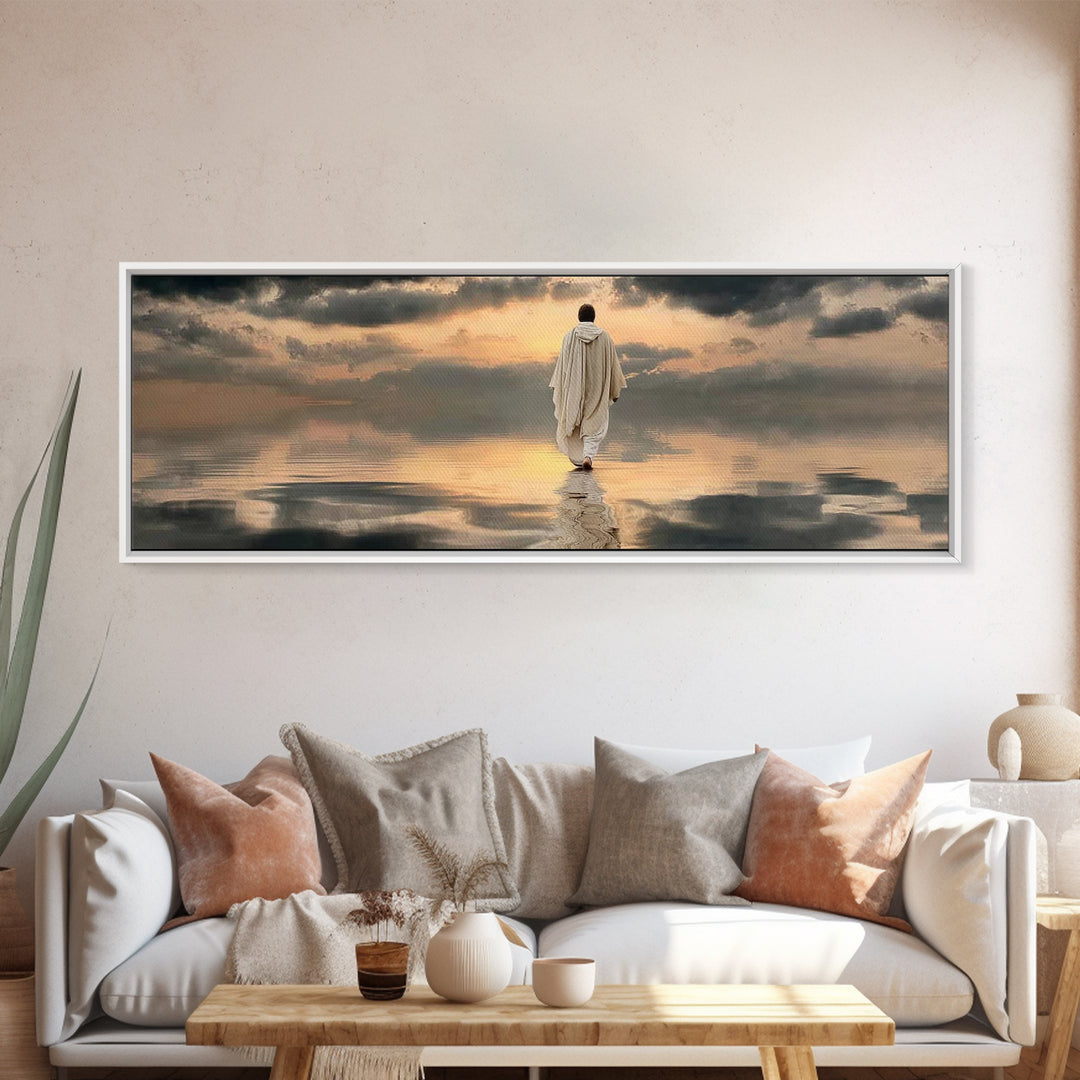 Light Of The Journey – Framed Canvas Print – Panoramic Art – Christian Wall Art – Jesus Painting – Christian Art Canvas – Christian Decor