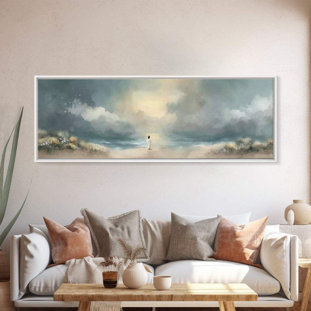 Steps Of Grace | Framed Canvas Print | Panoramic Frame | Christian Art Canvas | Christian Wall Art | Modern Christian Painting | Jesus Art