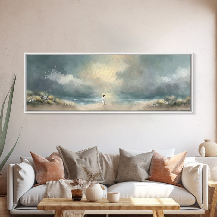 Steps Of Grace | Framed Canvas Print | Panoramic Frame | Christian Art Canvas | Christian Wall Art | Modern Christian Painting | Jesus Art