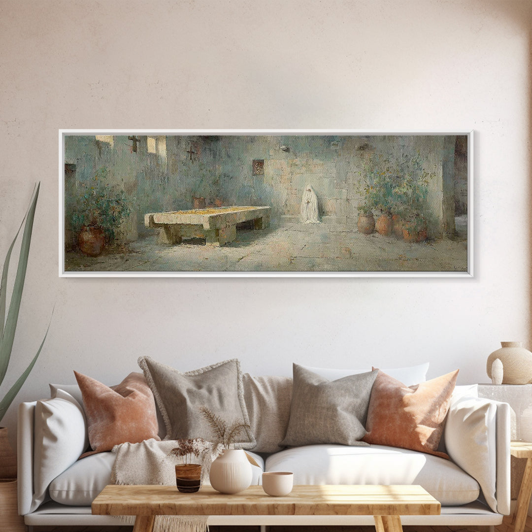 Desert Stillness – Framed Canvas Print – Panoramic Wall Art – Christian Art – Minimalist Christian Art – Christian Art Canvas – Christian D
