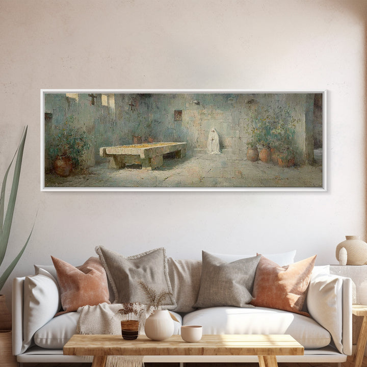 Desert Stillness – Framed Canvas Print – Panoramic Wall Art – Christian Art – Minimalist Christian Art – Christian Art Canvas – Christian D
