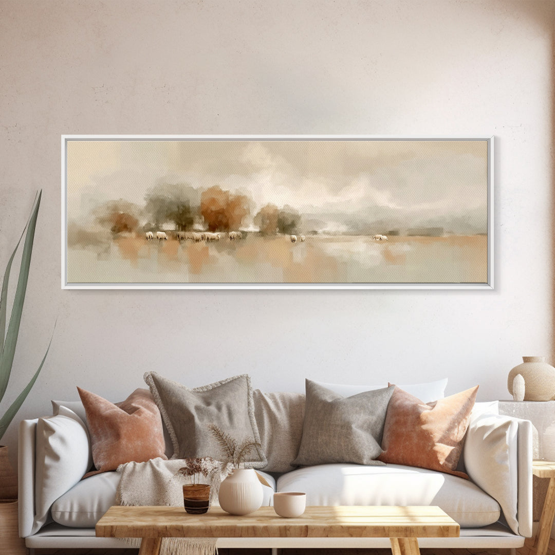 Pasture Of Stillness – Framed Canvas Print – Panoramic Wall Art – Christian Art Canvas – Christian Art – Christmas Art – Christian Decor