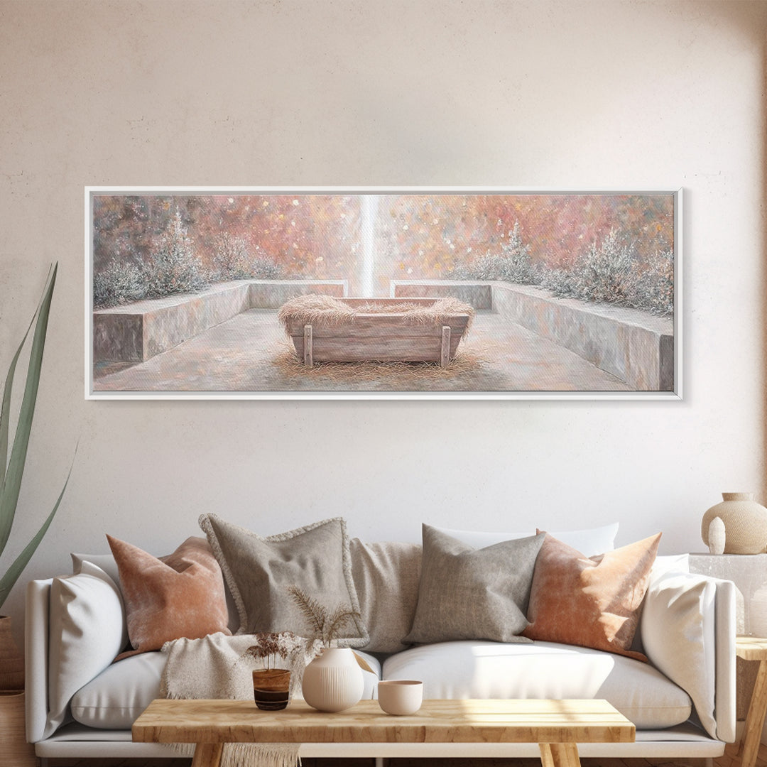 Radiant Birth Glory – Framed Canvas Print – Panoramic Art – Christian Christmas Art – Christmas Wall Art – Christian Art Canvas – Christmas