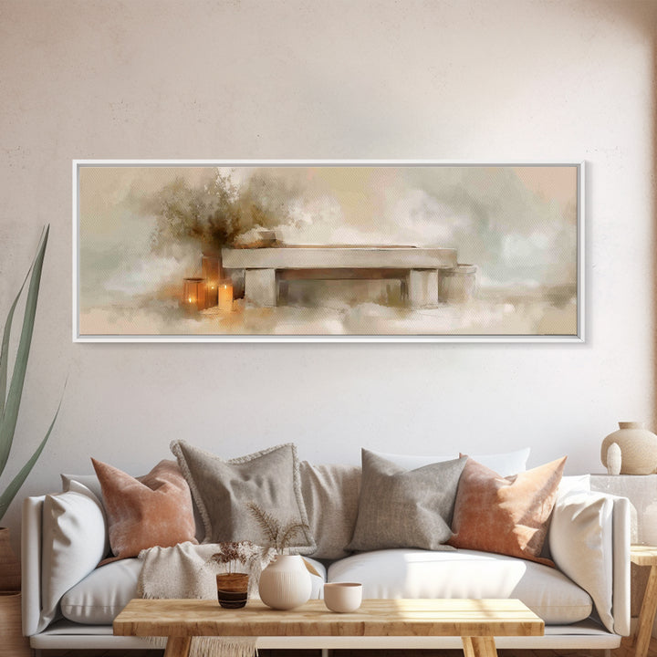 Candlelit Nativity Calm, Framed Canvas Print, Christian Wall Art, Christian Christmas, Christmas Art Prints, Panoramic Art, Christian Art C