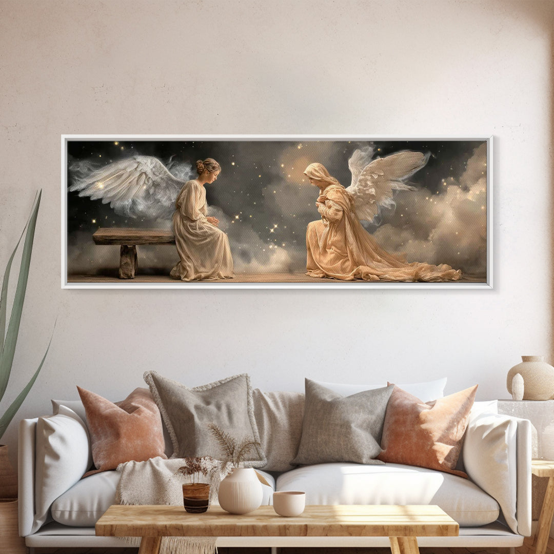Heavenly Night Reverence | Framed Canvas Print | Panoramic Painting | Christian Wall Art | Christian Art | Christian Art Canvas | Jesus Pai