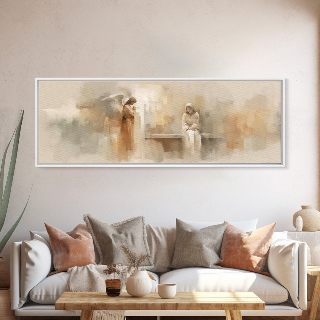 Radiant Holy Meeting – Framed Canvas Print – Panoramic Print – Christian Art Canvas – Christian Art – Christian Painting – Christmas Art –