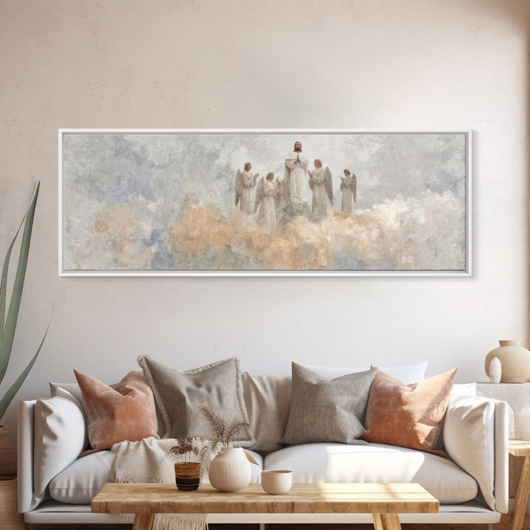 Heaven’s Exalted Praise – Framed Canvas Print – Panoramic Art – Christian Wall Art – Christian Painting – Christian Art Canvas – Jesus Art
